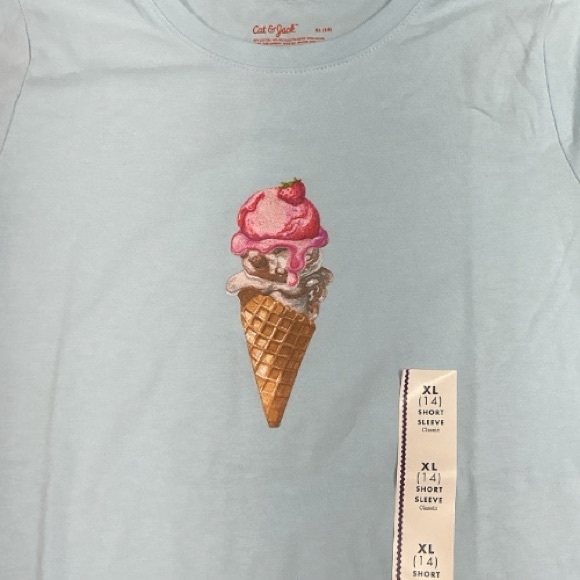 Cat & Jack - NWT - Light Blue Ice Cream Cone Tee - Picture 4 of 5